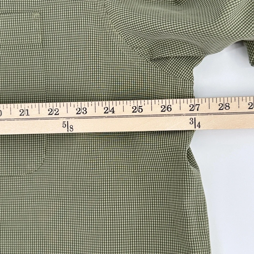 ORVIS Shirt Mens XL Button Down Long Sleeve Green Gingham‎ Poly/Lyocell Blend